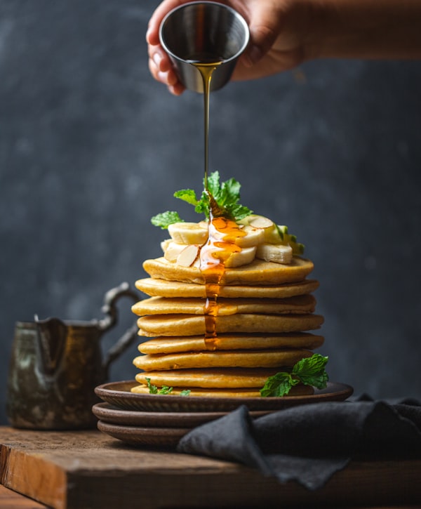 Stack of pancakes with maple syrup
