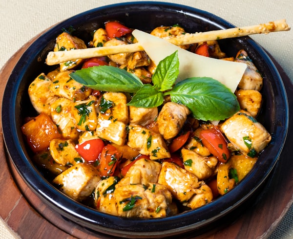 Stewed chicken with peppers