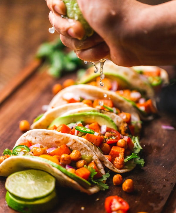 Fresh soft tacos with lime