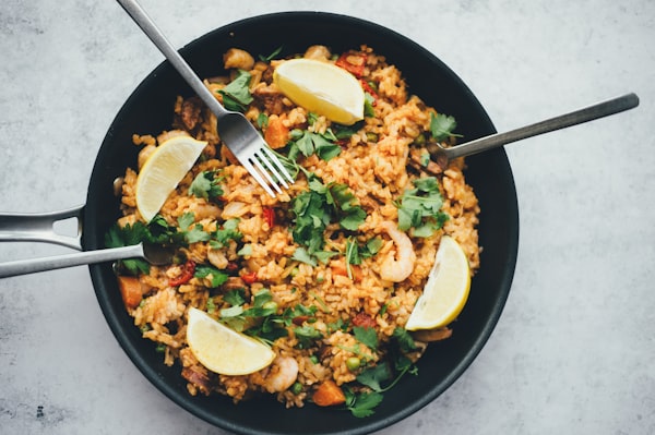 Yellow rice with shrimp
